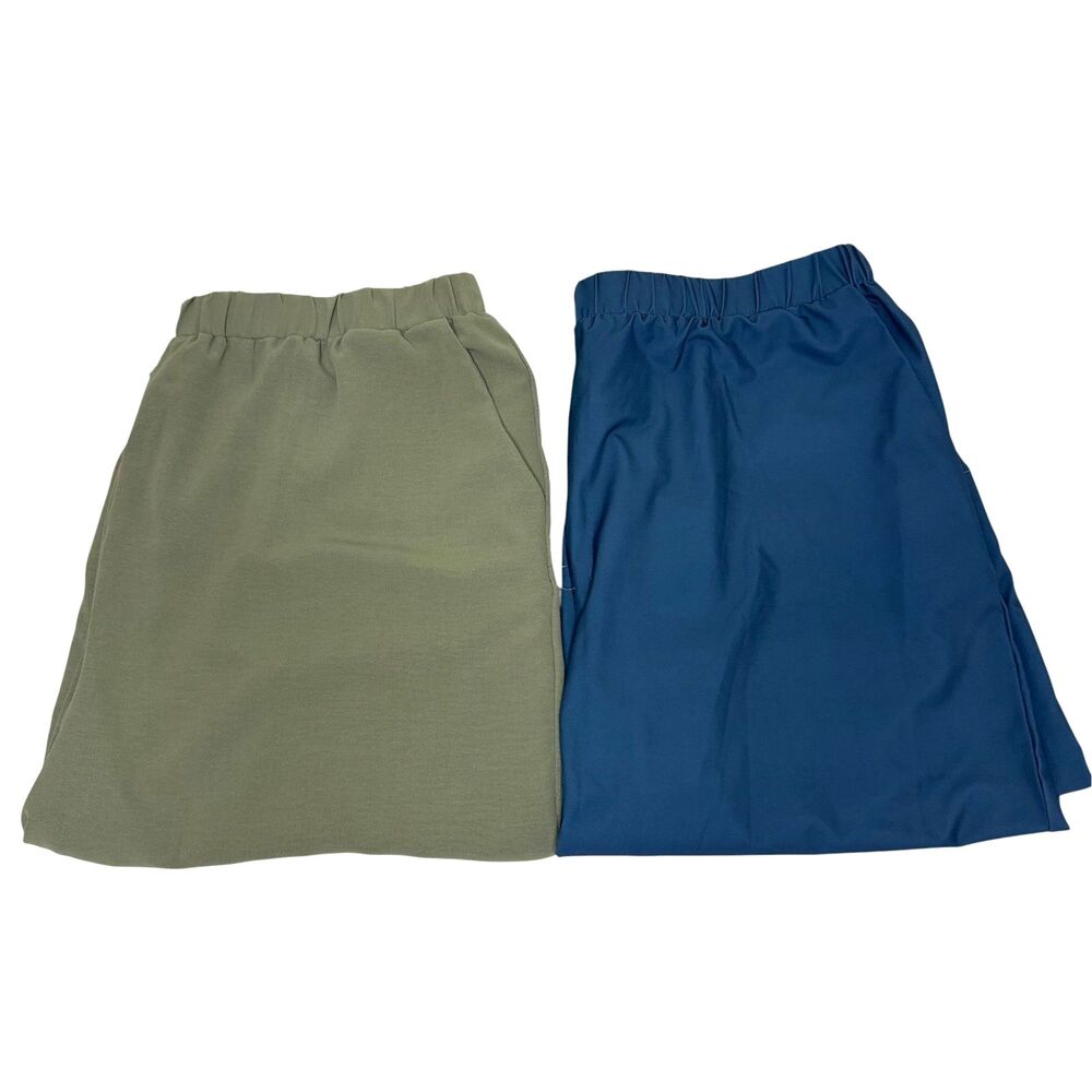 Emery Rose Wide Leg Crop Pants Shorts Bundle of 2 Blue Green 4XL